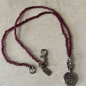 J. Jill purple/reddish beaded 16” necklace with sterling silver pendant